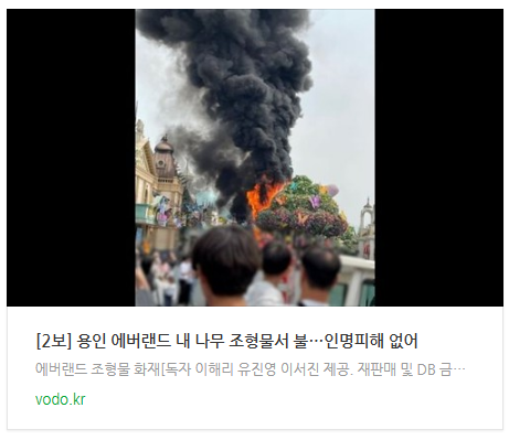 [오늘이슈] [2보] 용인 에버랜드 내 나무 조형물서 불…인명피해 없어