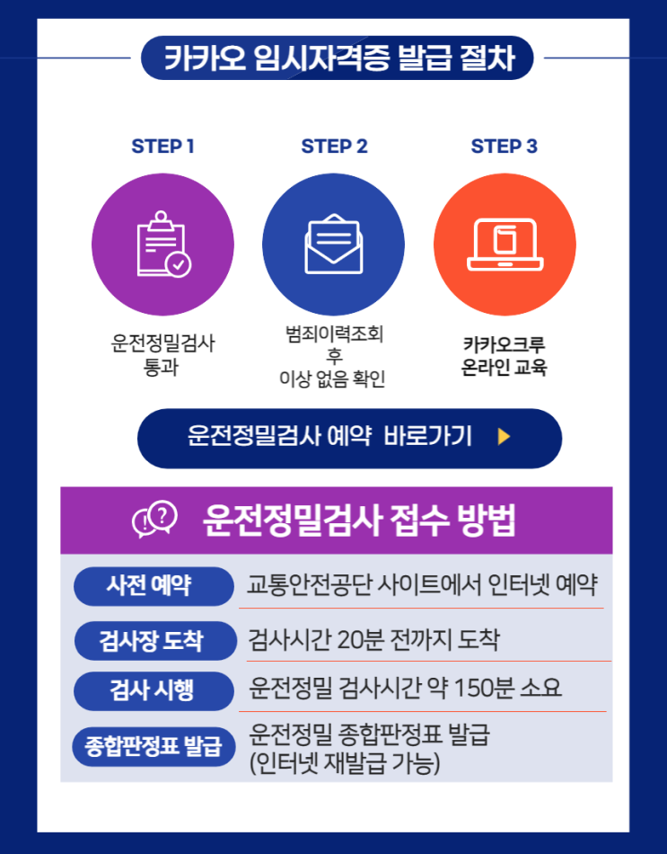  [인천]카카오택시취업을 위한 1단계 운전정밀검사 정보