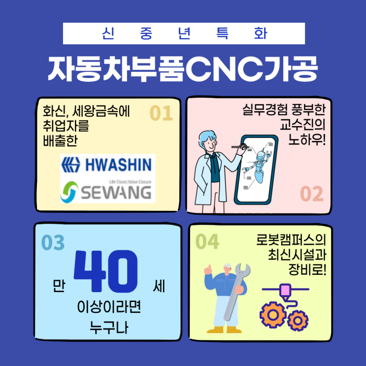  자동차부품 CNC가공 진짜 전문가️와 함께 배워요 | 한국폴리텍대학 로봇캠퍼스 신중년특화(단기)과정 안내