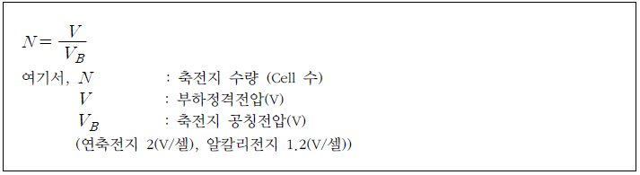  축전지 수량계산, 용량산출, 보호장치