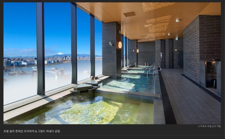  호텔 내 온천에서 후지산의 절경을 보다.