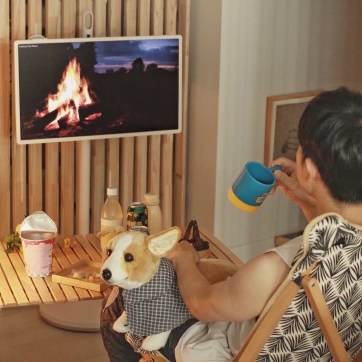  스탠바이미로 홈캠핑 불멍하며 힐링하기