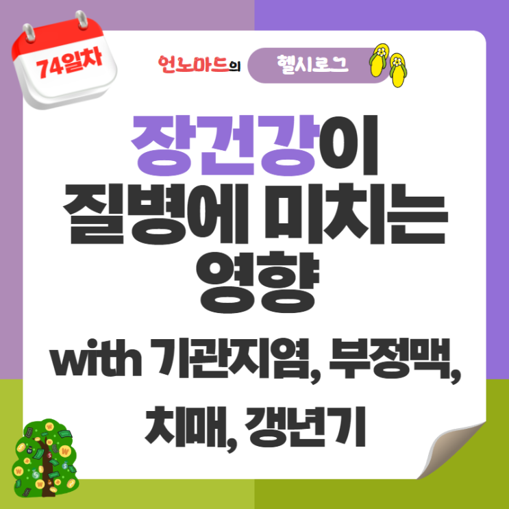  74일차, 장건강이 질병에 미치는 영향(with 기관지염, 부정맥, 치매, 갱년기)