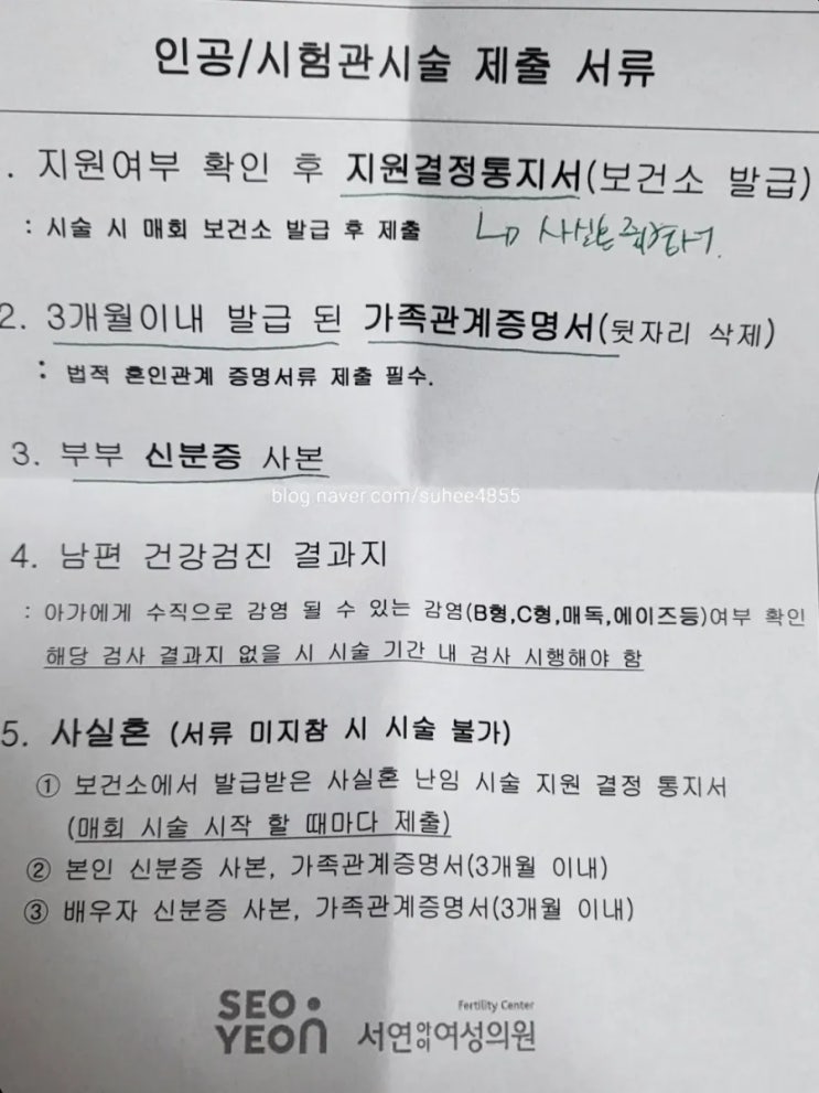  임신준비 :: 시험관 서류준비(5)