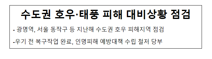 수도권 호우·태풍 피해 대비상황 점검_행정안전부