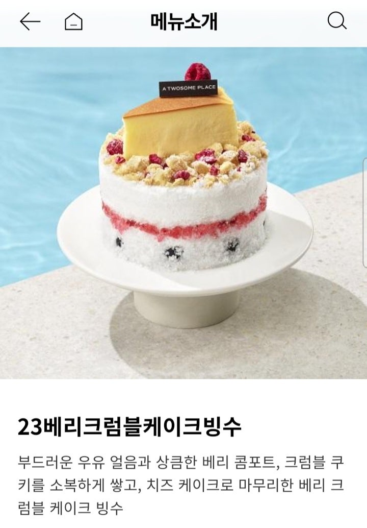 투썸플레이스 메뉴 가격 빙수 신상 종류 베리크럼블 케이크빙수 포장 (칼로리/영양성분) 후기 (+투썸 메뉴판/키오스크) : 네이버 블로그