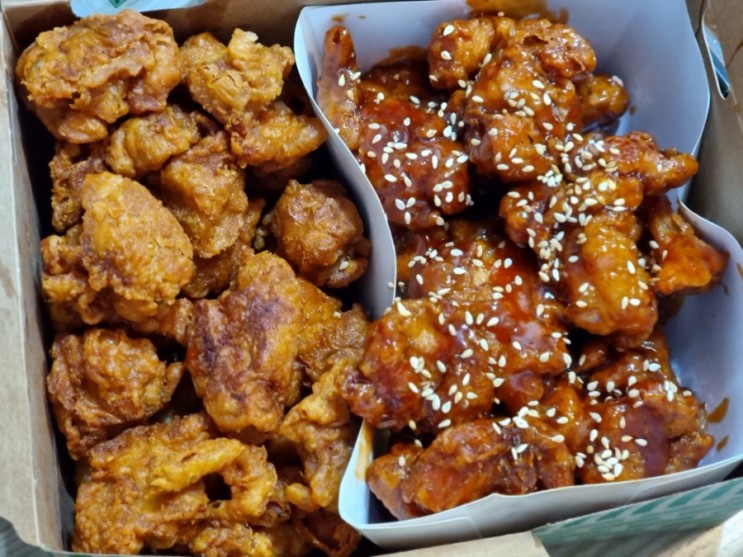 인천 검단신도시에서 수원 남문통닭 순살반반 치킨 테이크아웃을 즐기다