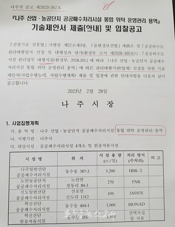  민선8기 윤병태 나주시정, ‘협상에 의한 계약 제안서 평가위원회 설치 운영규칙’ 상위법령 위반 논란.. 업체들 애꿎은 피해 원성 들리나? (제3보)