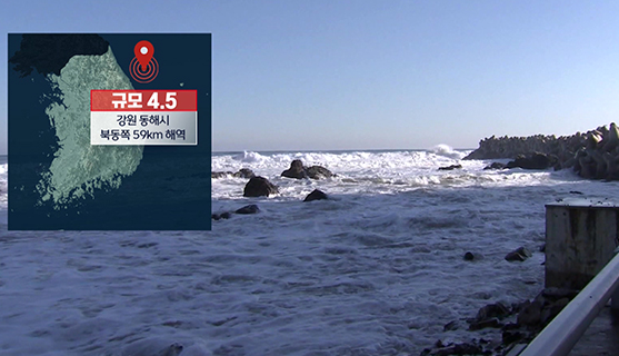 [속보]강원 동해시 <b>북동쪽</b> 바다 <b>규모</b> 4.5 <b>지진</b> 위치 강도 쓰나미... 