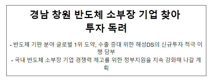 경남 창원 반도체 소부장 기업 찾아 투자 독려_산업통상자원부 경남 창원 반도체 소부장 기업 찾아 투자 독려_산업통상자원부