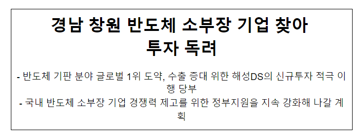 경남 창원 반도체 소부장 기업 찾아 투자 독려_산업통상자원부