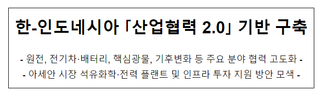 한-인도네시아 ｢산업협력 2.0｣ 기반 구축