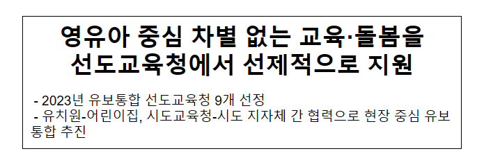 영유아 중심 차별 없는 교육·돌봄을 선도교육청에서 선제적으로 지원