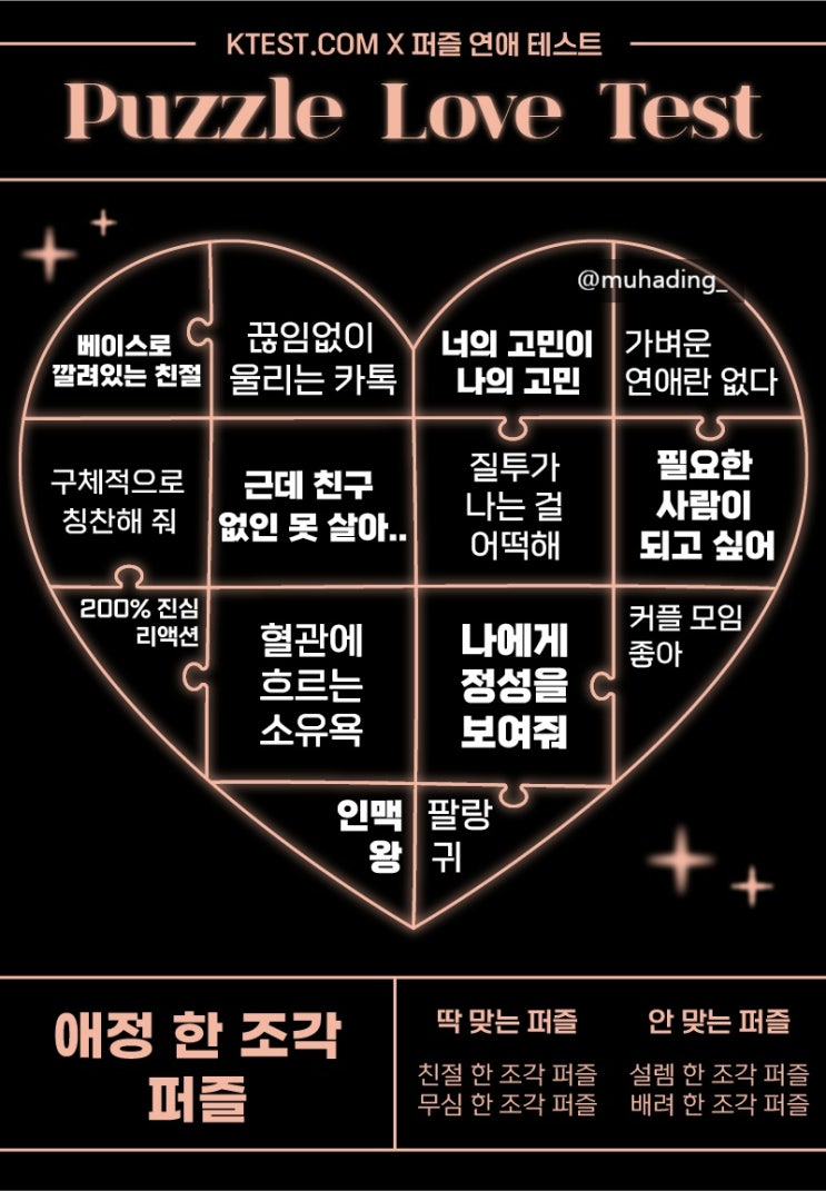  퍼즐 연애 테스트 MBTI 링크 내 결과는 애정 한 조각(ESFJ)