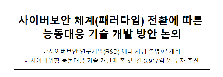 사이버보안 연구개발(R&D) 예타 사업 설명회 개최