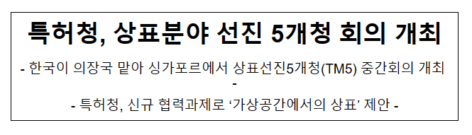 특허청, 상표분야 선진 5개청 회의 개최