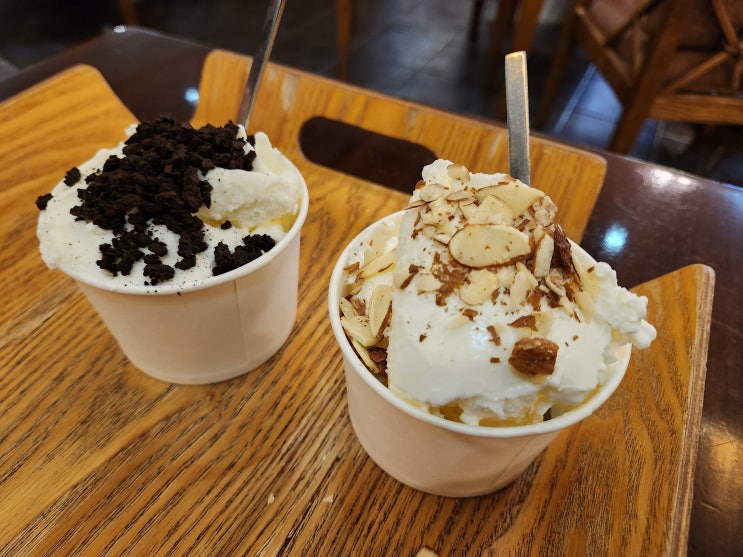 질소아이스크림 커피미학 판교 아브뉴프랑 카페 내돈내산
