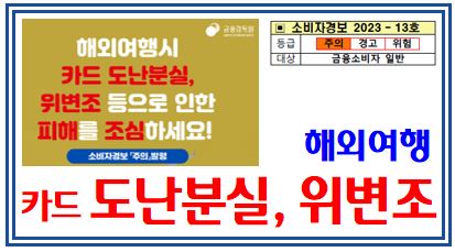 신용카드 도난분실·복제 소비자경보 발령 (feat. 해외여행) : 부정거래, 안심설정, CVC, 출입국정보활용동의, 사용국가, 1일금액, 기간, 원화결제차단, DCC, 수수료