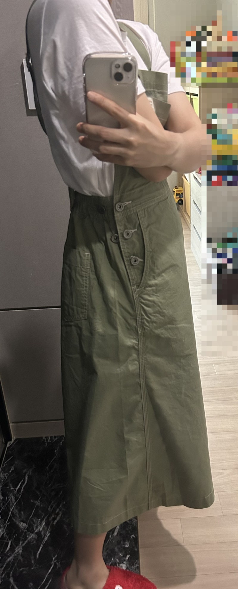 치키타 라이트 에이프런 오버롤 스커트