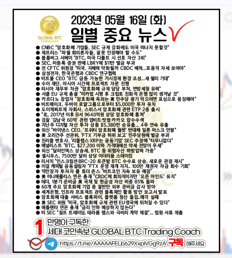  2023년 05월 16일 (화) 일별 중요 뉴스