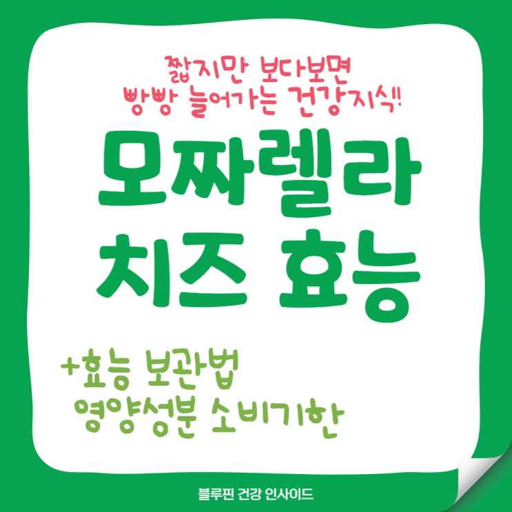  모짜렐라 치즈 효능 보관법 영양성분 소비기한