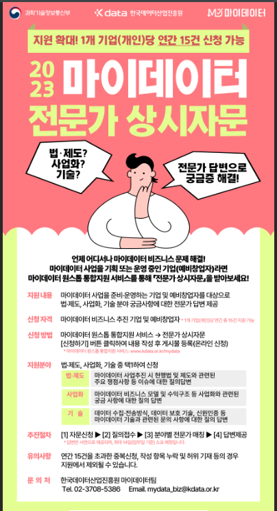 마이데이터 전문가 상시자문 지원 참여기업 모집 공고 마이데이터 전문가 상시자문 지원 참여기업 모집 공고