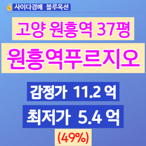 고양시아파트경매 원흥동아파트 원흥역푸르지오 37평 49%↓