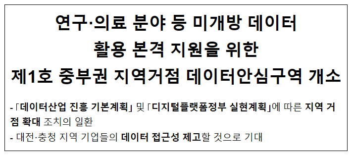 제1호 중부권 지역거점 데이터안심구역 개소_과학기술정보통신부 제1호 중부권 지역거점 데이터안심구역 개소_과학기술정보통신부
