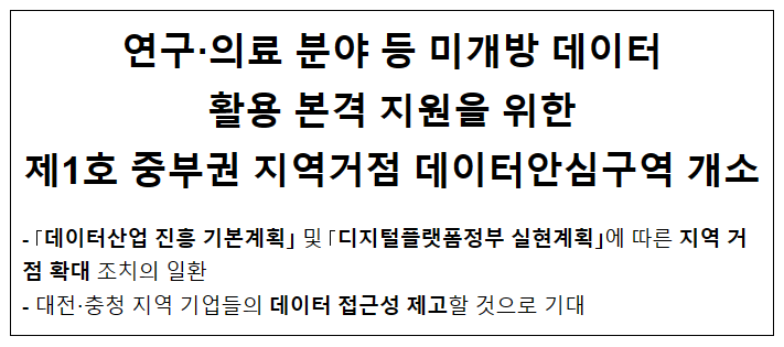 제1호 중부권 지역거점 데이터안심구역 개소_과학기술정보통신부