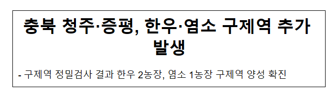 충북 청주·증평, 한우·염소 구제역 추가 발생