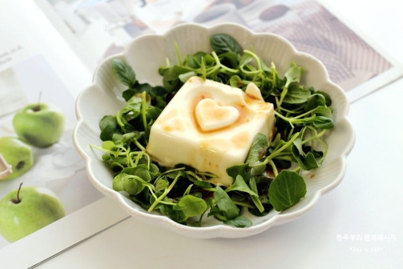 어린잎채소 요리 연두부 샐러드 w. 오리엔탈 유자소스 : 네이버 블로그