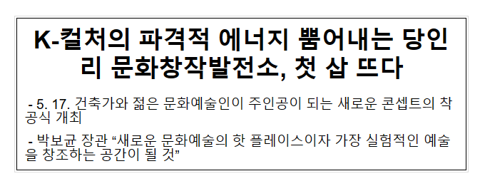 K-컬처의 파격적 에너지 뿜어내는 당인리 문화창작발전소, 첫 삽 뜨다 K-컬처의 파격적 에너지 뿜어내는 당인리 문화창작발전소, 첫 삽 뜨다