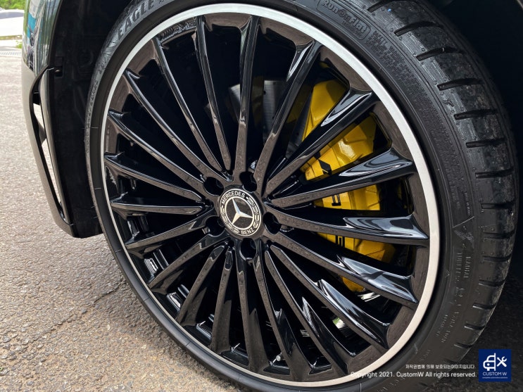  벤츠 CLS450 휠수리 후 블랙 실버 투톤 유광 휠도색
