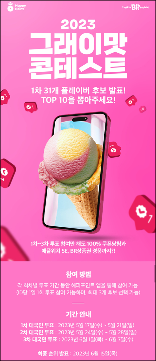 해피포인트 그래이맛 콘테스트 투표 1차(쿠폰 및 경품)추첨 해피포인트 그래이맛 콘테스트 투표 1차(쿠폰 및 경품)추첨