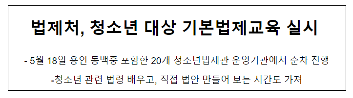 법제처, 청소년 대상 기본법제교육 실시 법제처, 청소년 대상 기본법제교육 실시