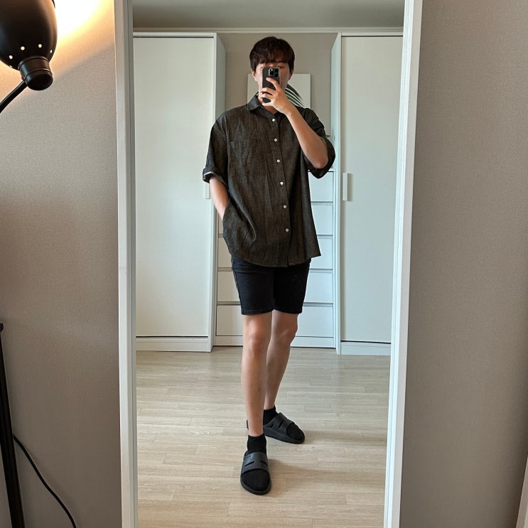  남자 여름 데님셔츠 캐주얼 반바지 코디 청청패션 데님셋업으로 완성