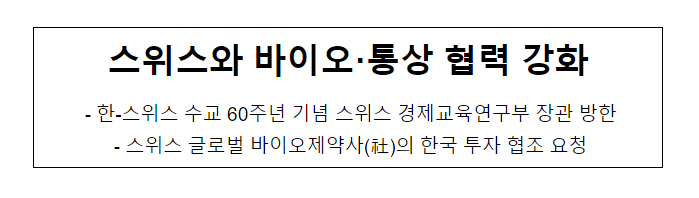 스위스와 바이오·통상 협력 강화_산업통상자원부