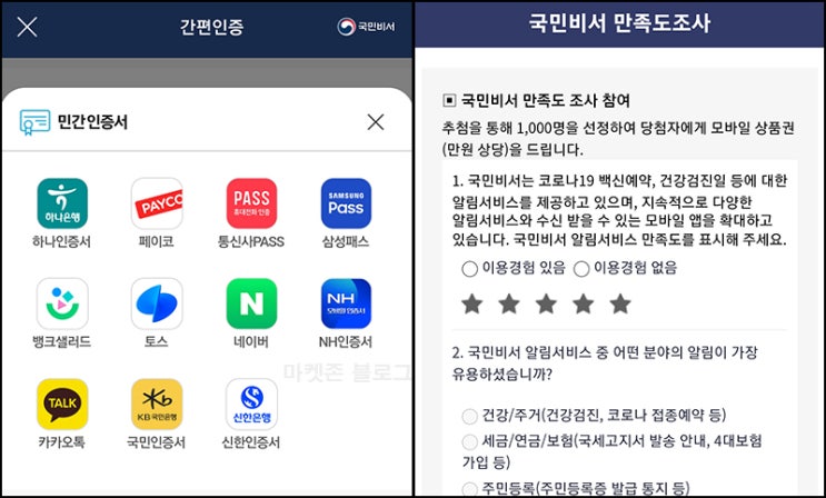 국민비서 만족도 설문조사이벤트(상품권 1만원 1,000명)추첨