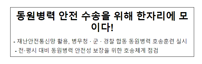 동원병력 안전 수송을 위해 한자리에 모이다!_병무청