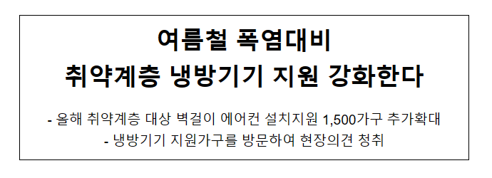 여름철 폭염대비 취약계층 냉방기기 지원 강화한다_산업통상자원부