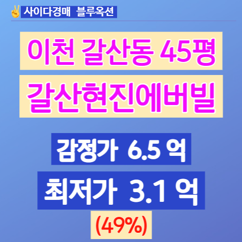 이천아파트경매 이천갈산동아파트 갈산현진에버빌 45평 49%↓