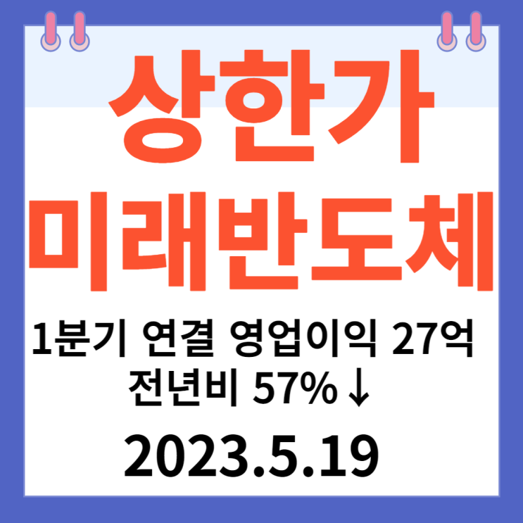 미래반도체 주가차트 " 1분기 연결 영업이익 27억..전년비 57%↓"