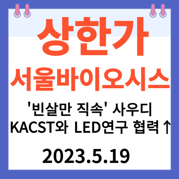 서울바이오시스 주가차트 " '빈살만 직속' 사우디 KACST와 LED연구 협력↑"