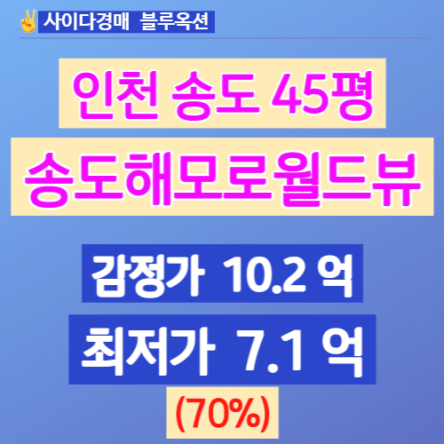 송도아파트경매 송도해모로월드뷰 45평 경매가는?