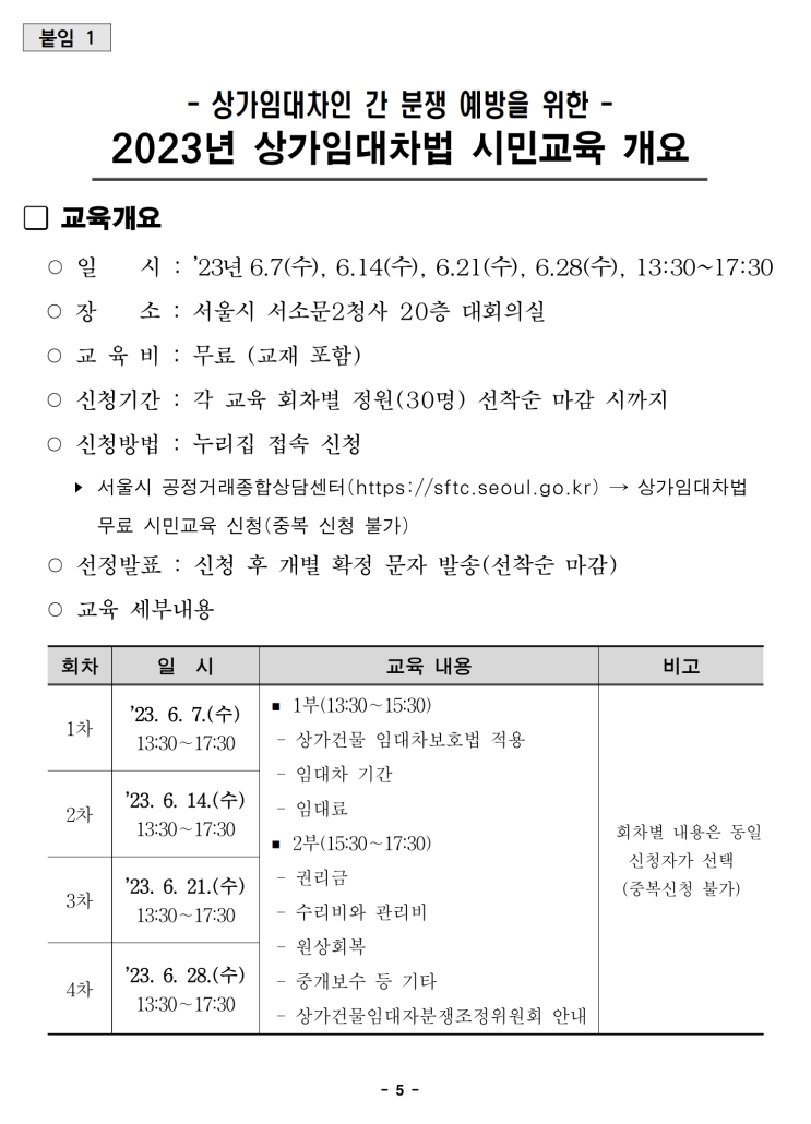  서울시, 복잡한 상가임대차법 무료 교육…분쟁 막고 임차인 보호