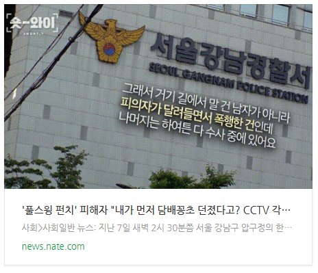 '풀스윙 펀치' 피해자 "내가 먼저 담배꽁초 던졌다고? CCTV 각도상 오해"