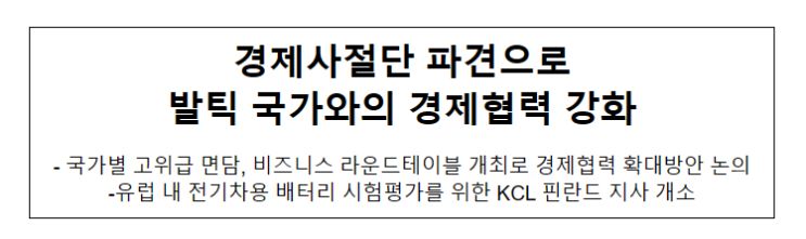 경제사절단 파견으로 발틱 국가와의 경제협력 강화