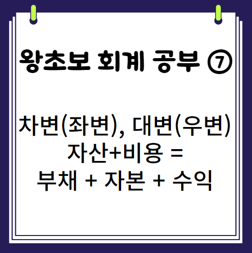  왕초보의 회계 공부 7 차변 대변 좌변 우변 자산 비용 부채 자본 수익