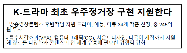 K-드라마 최초 우주정거장 구현 지원한다_문화체육관광부 K-드라마 최초 우주정거장 구현 지원한다_문화체육관광부
