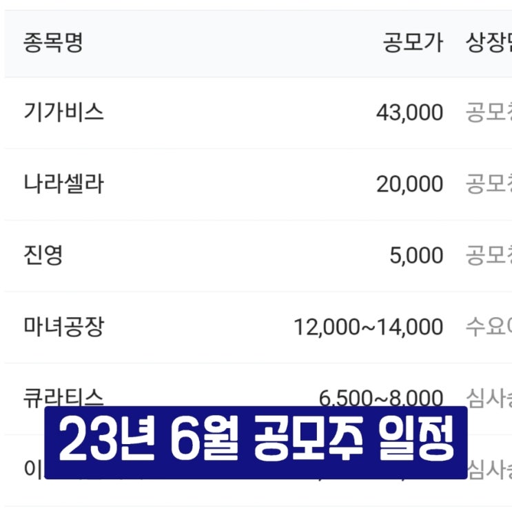 [공모주] 23년 6월 공모주 일정 : 큐라티스, 이노시뮬레이션, 오픈놀